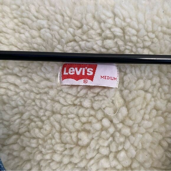 Vintage Levi’s 70s Fleece Lined Button Up Orange Tab Denim Vest - Picture 3 of 7